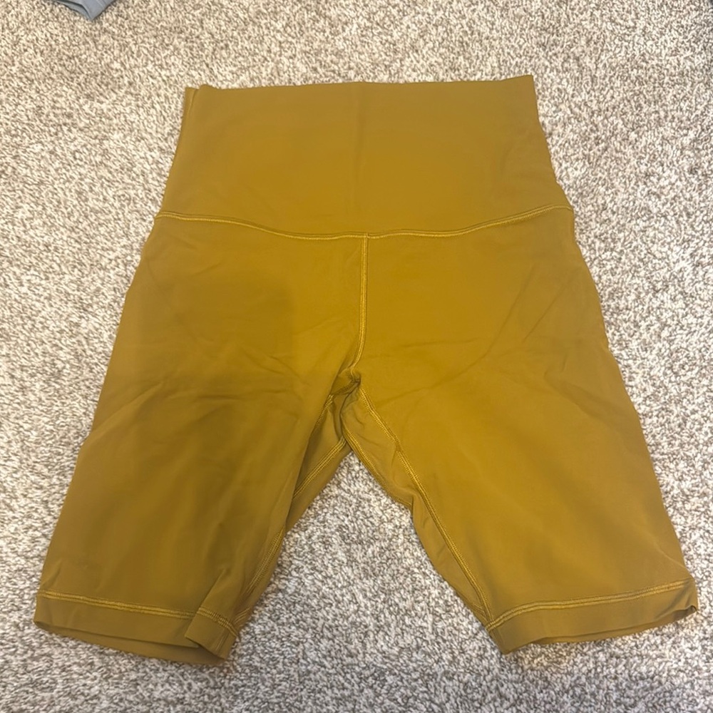 Lululemon Athletica Yellow Bike Shorts High-Waisted Stretchy-8”